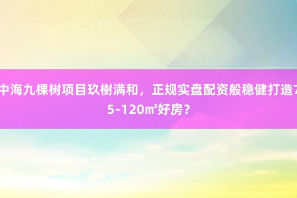 中海九棵树项目玖樹满和，正规实盘配资般稳健打造75-120㎡好房？