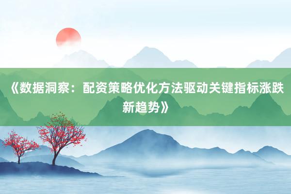 《数据洞察：配资策略优化方法驱动关键指标涨跌新趋势》