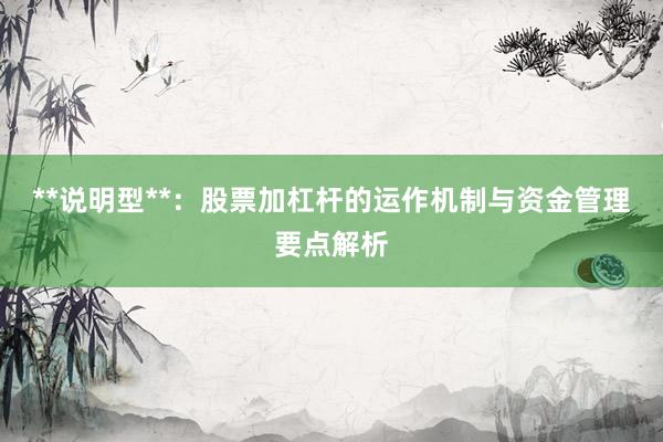 **说明型**：股票加杠杆的运作机制与资金管理要点解析