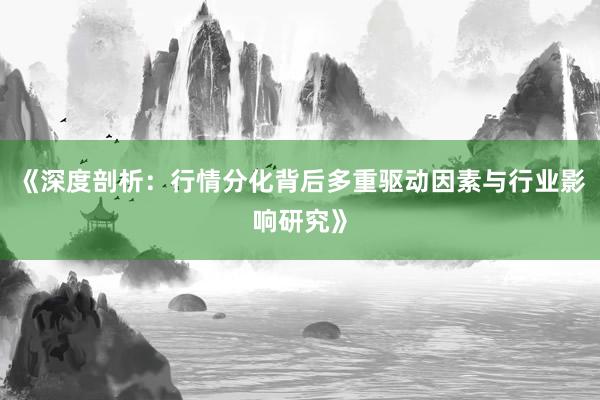 《深度剖析：行情分化背后多重驱动因素与行业影响研究》
