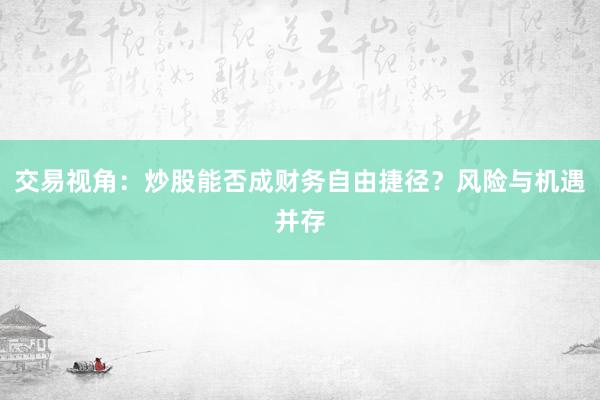 交易视角：炒股能否成财务自由捷径？风险与机遇并存