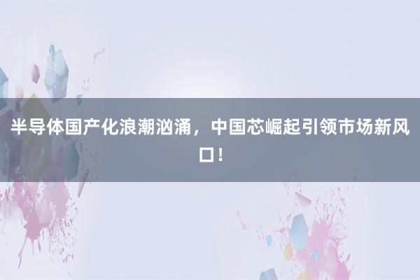 半导体国产化浪潮汹涌，中国芯崛起引领市场新风口！