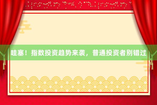 哇塞！指数投资趋势来袭，普通投资者别错过
