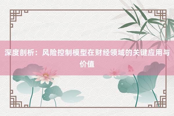 深度剖析：风险控制模型在财经领域的关键应用与价值