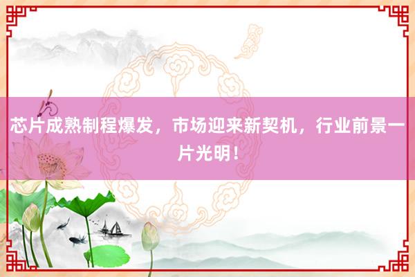 芯片成熟制程爆发，市场迎来新契机，行业前景一片光明！