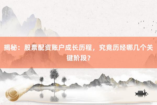 揭秘：股票配资账户成长历程，究竟历经哪几个关键阶段？