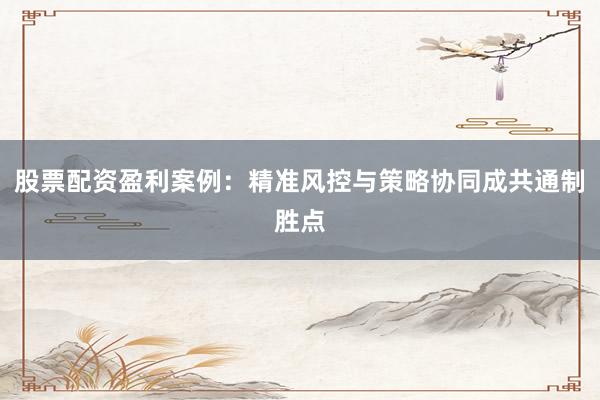 股票配资盈利案例：精准风控与策略协同成共通制胜点