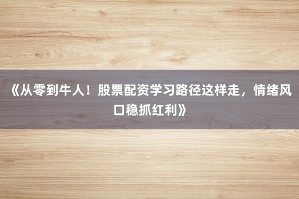 《从零到牛人！股票配资学习路径这样走，情绪风口稳抓红利》