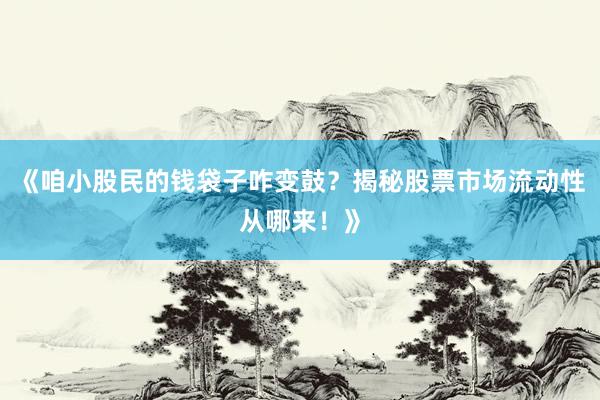 《咱小股民的钱袋子咋变鼓？揭秘股票市场流动性从哪来！》
