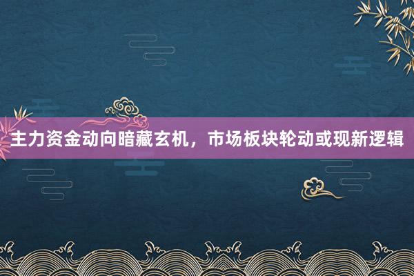 主力资金动向暗藏玄机，市场板块轮动或现新逻辑