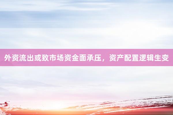外资流出或致市场资金面承压，资产配置逻辑生变