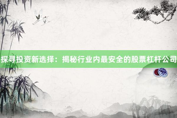 探寻投资新选择：揭秘行业内最安全的股票杠杆公司