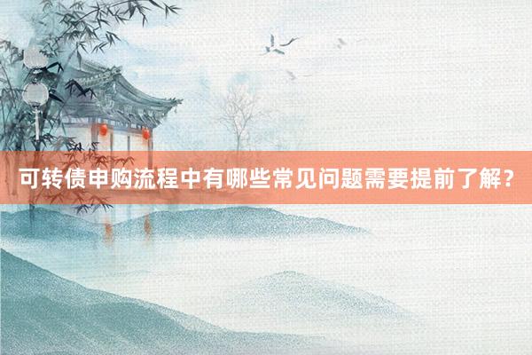 可转债申购流程中有哪些常见问题需要提前了解？