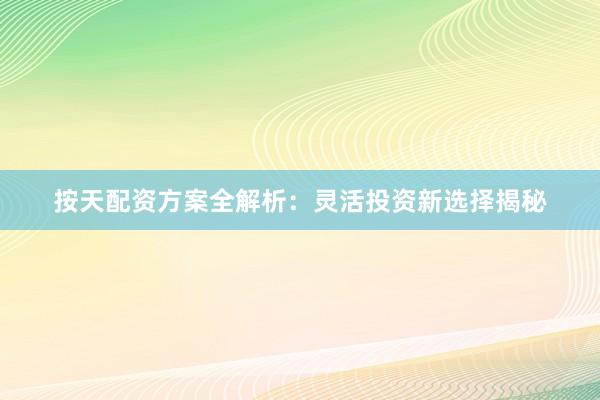按天配资方案全解析：灵活投资新选择揭秘